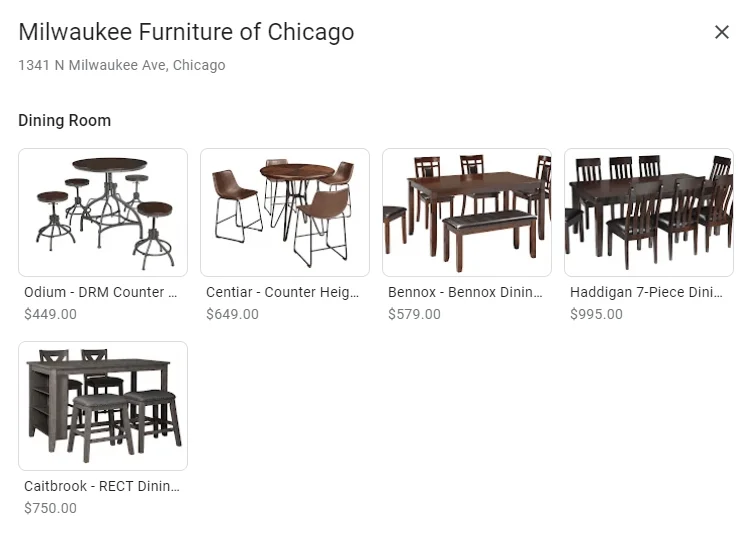 google business profile products