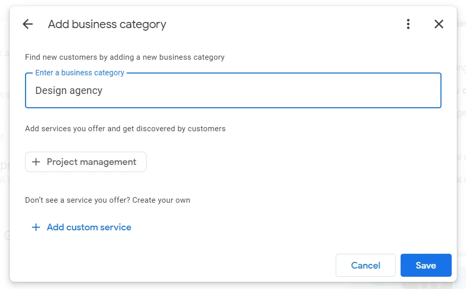 add a business category at GBP