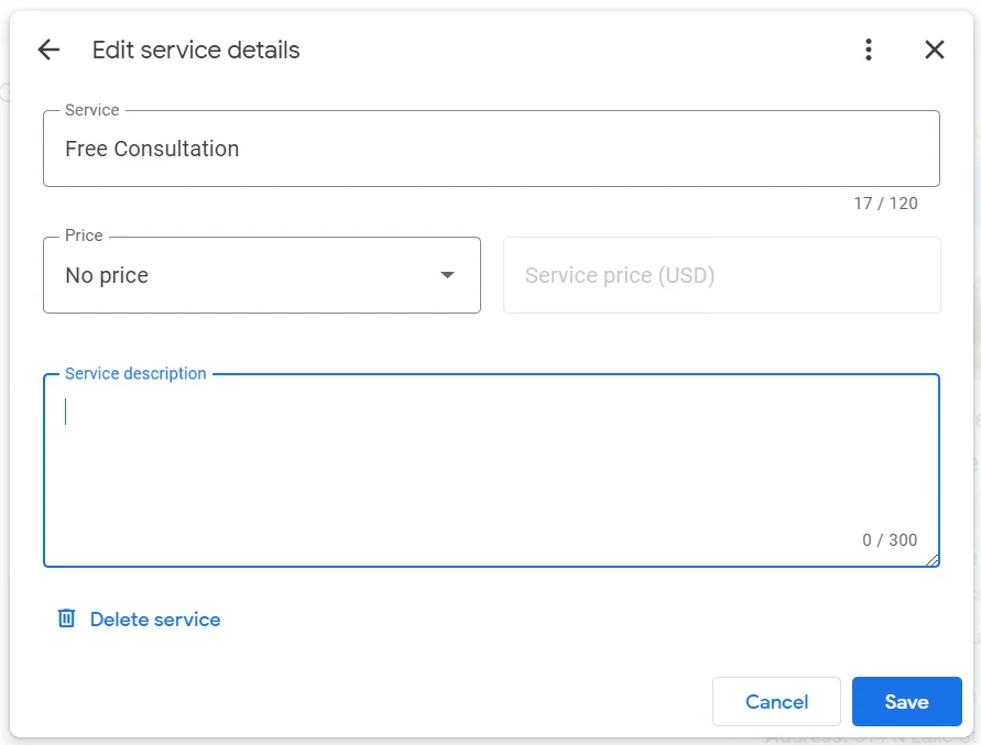 edit a service at GBP